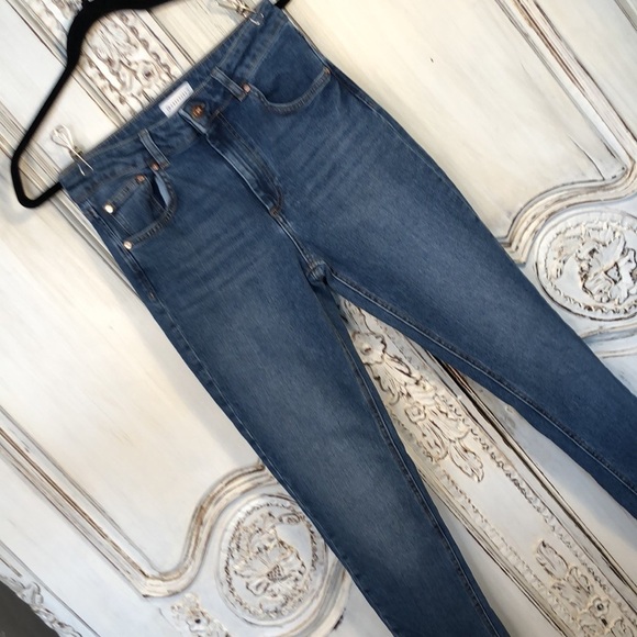 WAREHOUSE Brand Slim Straight High Waist Medium Wash Jeans Size 28 - Picture 2 of 10